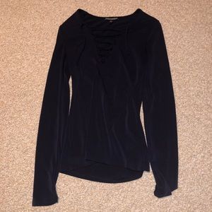 Express Lace Up Front Long Sleeved Top